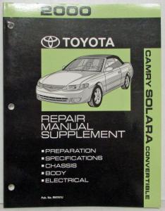 2000 Toyota Camry Solara Convertible Service Shop Repair Manual Supplement