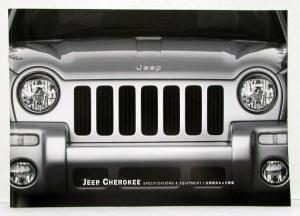 2003 Jeep Cherokee Specifications & Equipment Sales Brochure In Japanese Text