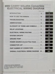 2000 Toyota Camry Solara Convertible Electrical Wiring Diagram Manual