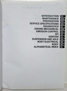 2000 Toyota Camry CNG Service Shop Repair Manual Supplement