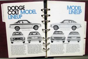 1975 Dodge Colt Dealer Album Data Book Color & Upholstery Selector Options