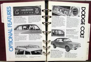 1975 Dodge Colt Dealer Album Data Book Color & Upholstery Selector Options