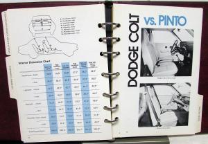 1975 Dodge Colt Dealer Album Data Book Color & Upholstery Selector Options
