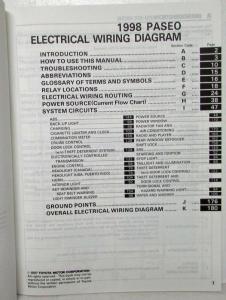 1998 Toyota Paseo Electrical Wiring Diagram Manual US & Canada