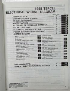 1998 Toyota Tercel Electrical Wiring Diagram Manual US & Canada