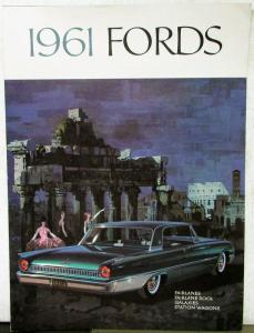 1961 Ford Fairlanes Galaxies Station Wagons Color Sales Folder Original