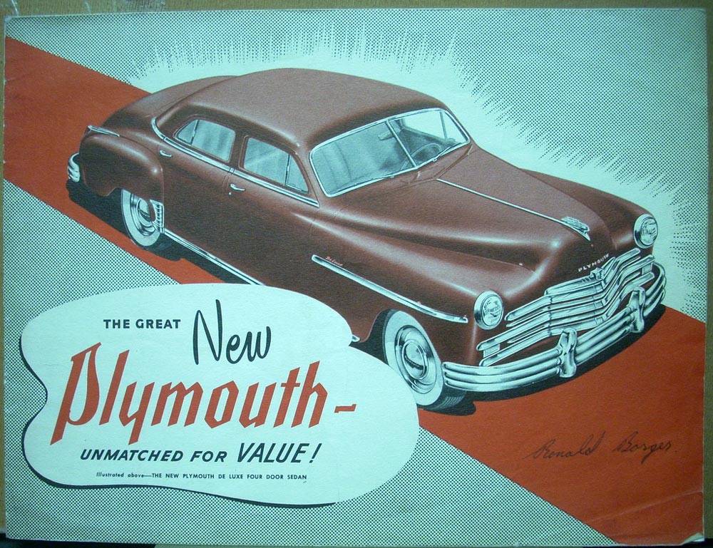 1949 Plymouth Original Vintage Canada Car Sales Brochure Catalog 