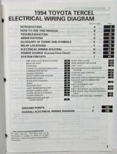 1994 Toyota Tercel Electrical Wiring Diagram Manual