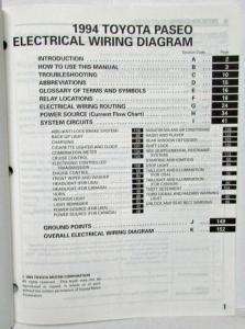 1994 Toyota Paseo Electrical Wiring Diagram Manual US & Canada