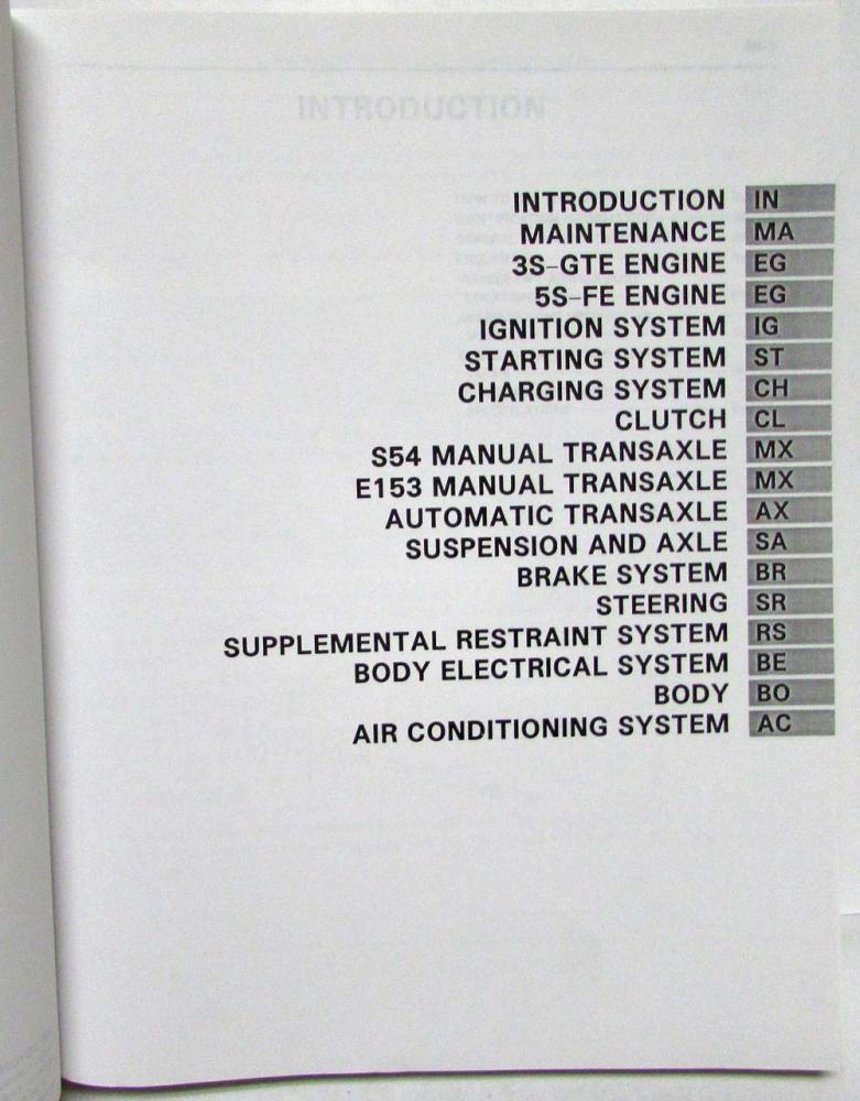 1995 Toyota MR2 Service Shop Repair Manual
