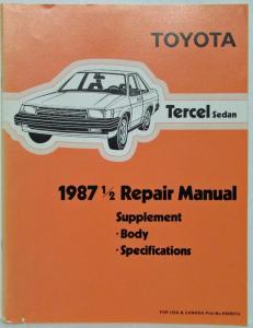 1987 1/2 Toyota Tercel Sedan Service Shop Repair Manual Supplement w Correction