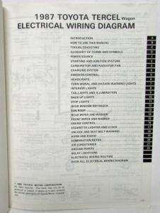 1987 Toyota Tercel Wagon Electrical Wiring Diagram Manual