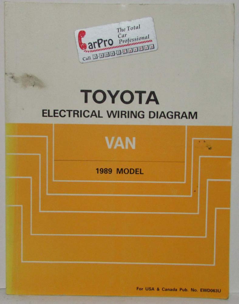 1989 Toyota Van Service Shop Repair Manual plus Electrical Wiring Diagram