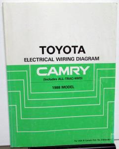 1988 Toyota Camry Service Shop Repair Manual Electrical Wiring Diagram Booklet