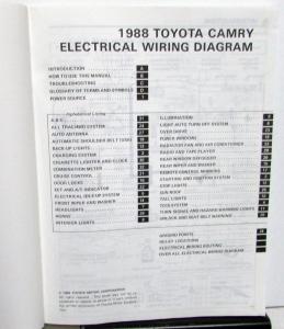 1988 Toyota Camry Service Shop Repair Manual Electrical Wiring Diagram Booklet