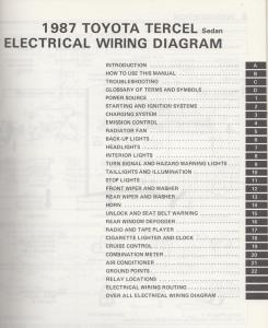 1987 Toyota Tercel Sedan Electrical Wiring Diagram