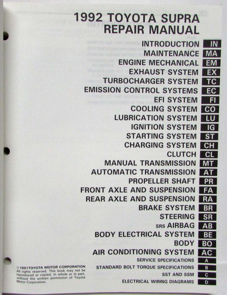 1995 Toyota Supra Shop Service Repair Manual Book Engine Drivetrain OEM 