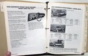 1978 Chevrolet Truck Dealer Salesmen Product Training Portfolio Data Pickup Van