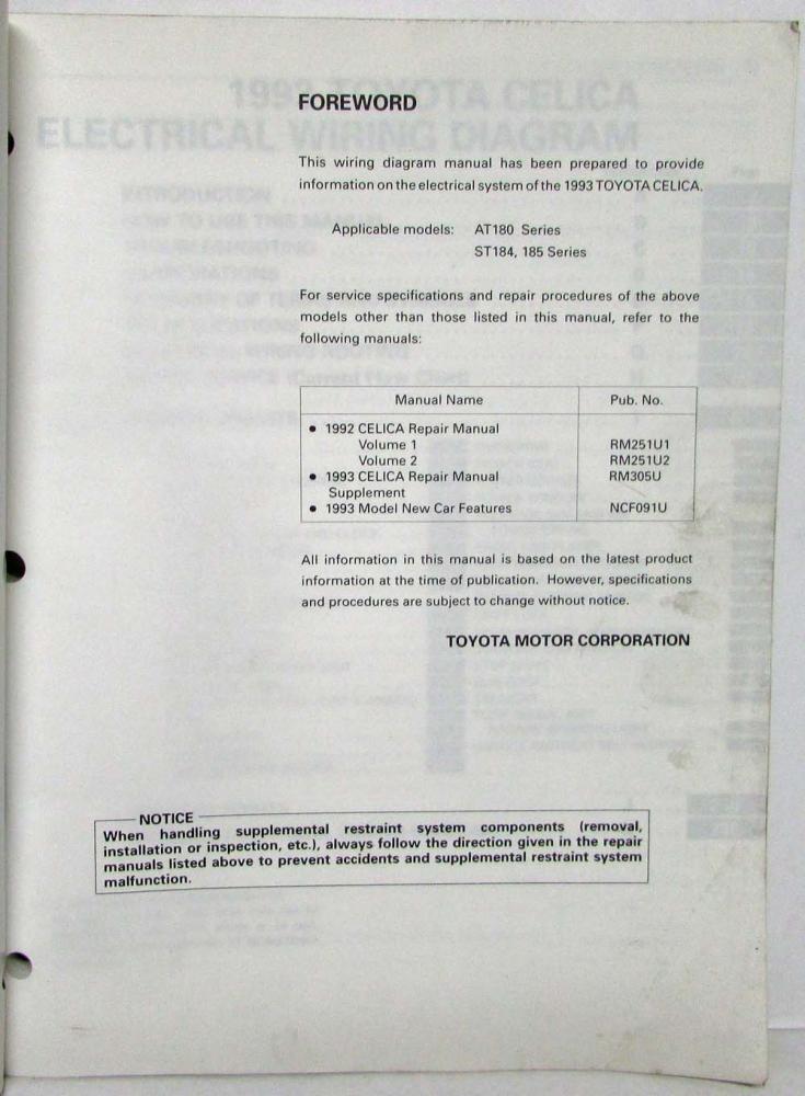 Toyotum Celica Wiring Diagram 1993 - Complete Wiring Schemas