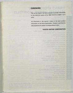 1983 Toyota Camry Service Shop Repair Manual & Electrical Wiring Diagram