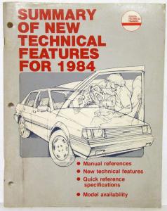 1984 Toyota Summary of New Technical Features Manual for Dealers