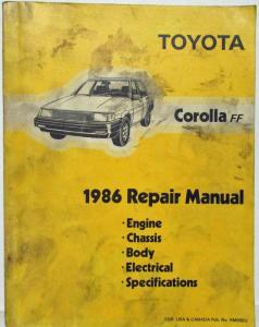 1986 Toyota Corolla FF Shop Repair Manual & Electrical Wiring Diagram Manual