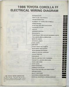 1986 Toyota Corolla FF Shop Repair Manual & Electrical Wiring Diagram Manual