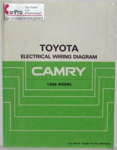 1986 Toyota Camry Electrical Wiring Diagram Manual US & Canada
