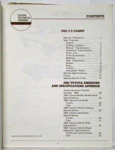 1983 Toyota & 83 1/2 Camry Summary of New Technical Features Manual for Dealers