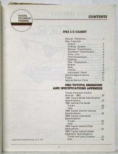 1983 Toyota & 83 1/2 Camry Summary of New Technical Features Manual for Dealers