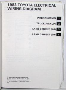 1983 Toyota Truck and Land Cruiser Electrical Wiring Diagram Manual US & Canada
