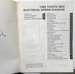 1985 Toyota MR2 Service Shop Repair Manual Electrical Wiring Diagram US & CA