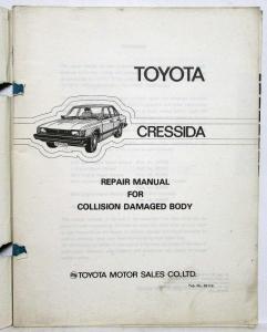 1981 Toyota Cressida Service Shop Repair Manual for Collision Damaged Body