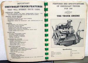 1940 Chevrolet Truck Data Book Features Options Specs Pickup Bus Panel HD