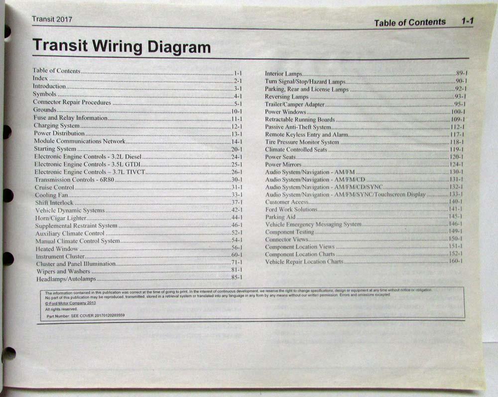 2017 Ford Transit Electrical Wiring Diagrams Manual 2017 Ford Transit Electrical Wiring Diagrams Manual