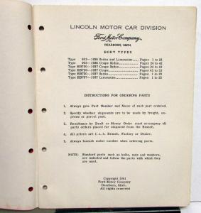 1936-1937 Lincoln Zephyr Body Parts List Book Catalog Sedan Limo Coupe V12 Orig