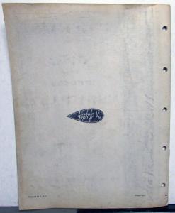 1936-1940 Lincoln Zephyr Dealer Body Parts Price List Book Sedan Coupe V12