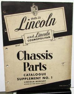 1949-1951 Lincoln Dealer Chassis Parts Book Catalog Supplement Hydra-Matic Trans