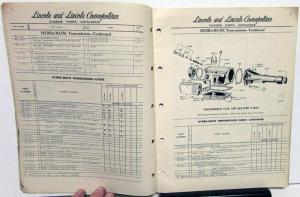 1949-1951 Lincoln Dealer Chassis Parts Book Catalog Supplement Hydra-Matic Trans