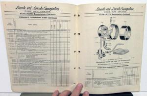 1949-1951 Lincoln Dealer Chassis Parts Book Catalog Supplement Hydra-Matic Trans