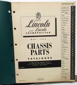 1949-1951 Lincoln Dealer Chassis Parts Book Catalog Cosmopolitan Original