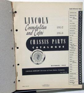 1952-1953 Lincoln Dealer Chassis Parts Book Catalog Cosmopolitan Capri Orig