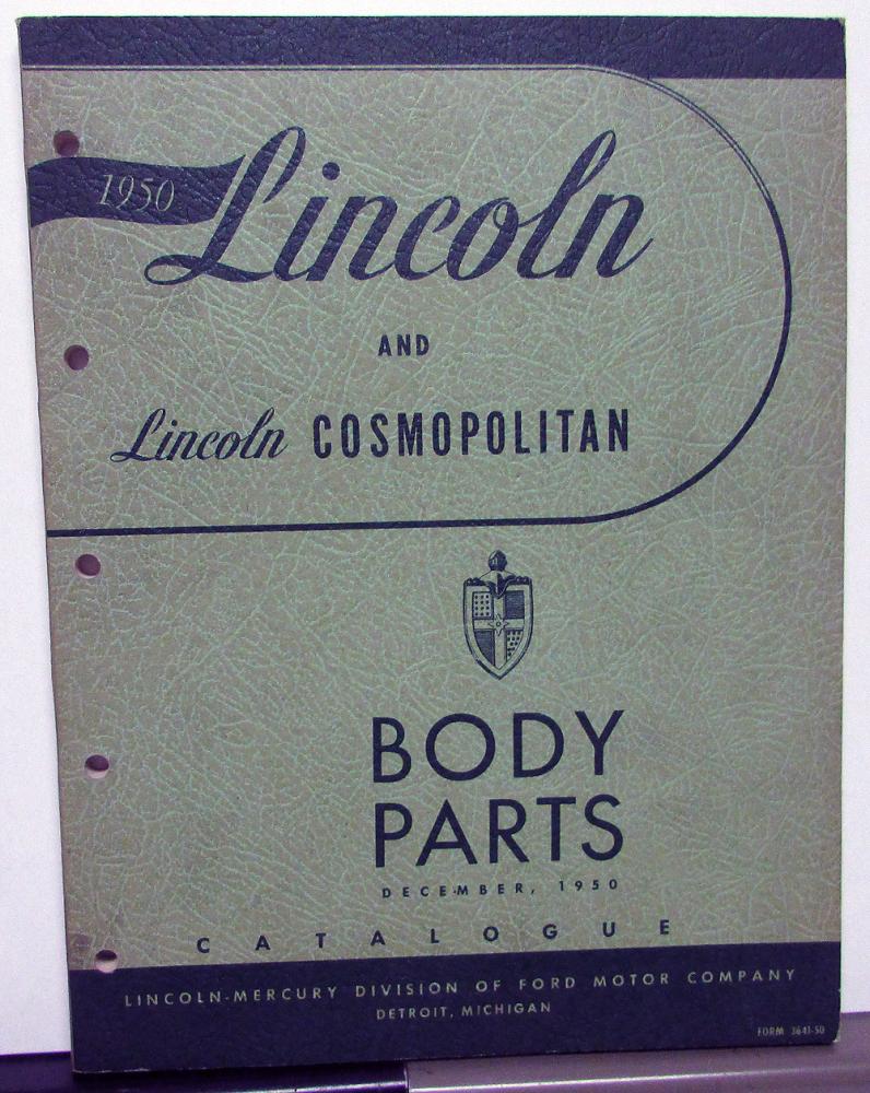 1950 Lincoln & Cosmopolitan Dealer Body Parts Book Catalog Original