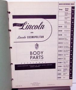 1950 Lincoln & Cosmopolitan Dealer Body Parts Book Catalog Original