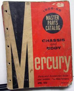 1956-1958 Mercury Dealer Master Chassis & Body Parts Catalog Book Full Line