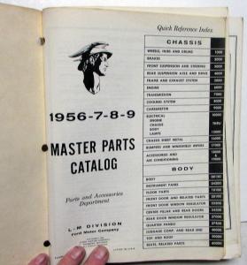 1956-1959 Mercury Dealer Master Chassis & Body Parts Catalog Book All Cars