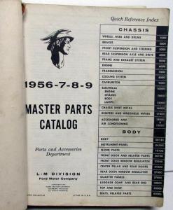 1956-1959 Mercury Dealer Master Chassis Body Parts Catalog Book Revised 61