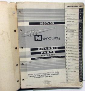 1957-1958 Mercury Dealer Chassis Parts Catalog Book Preliminary Monterey Phaeton