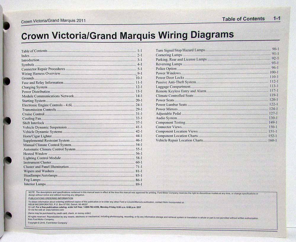 2011 Ford Crown Victoria Mercury Grand Marquis Electrical Wiring Diagrams