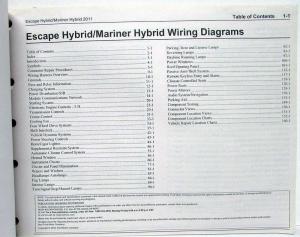 2011 Ford Escape & Mercury Mariner Hybrid Electrical Wiring Diagrams Manual